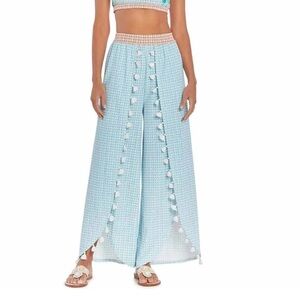 Cabana Life Blue White Tassel High Rise Palazzo Pants S